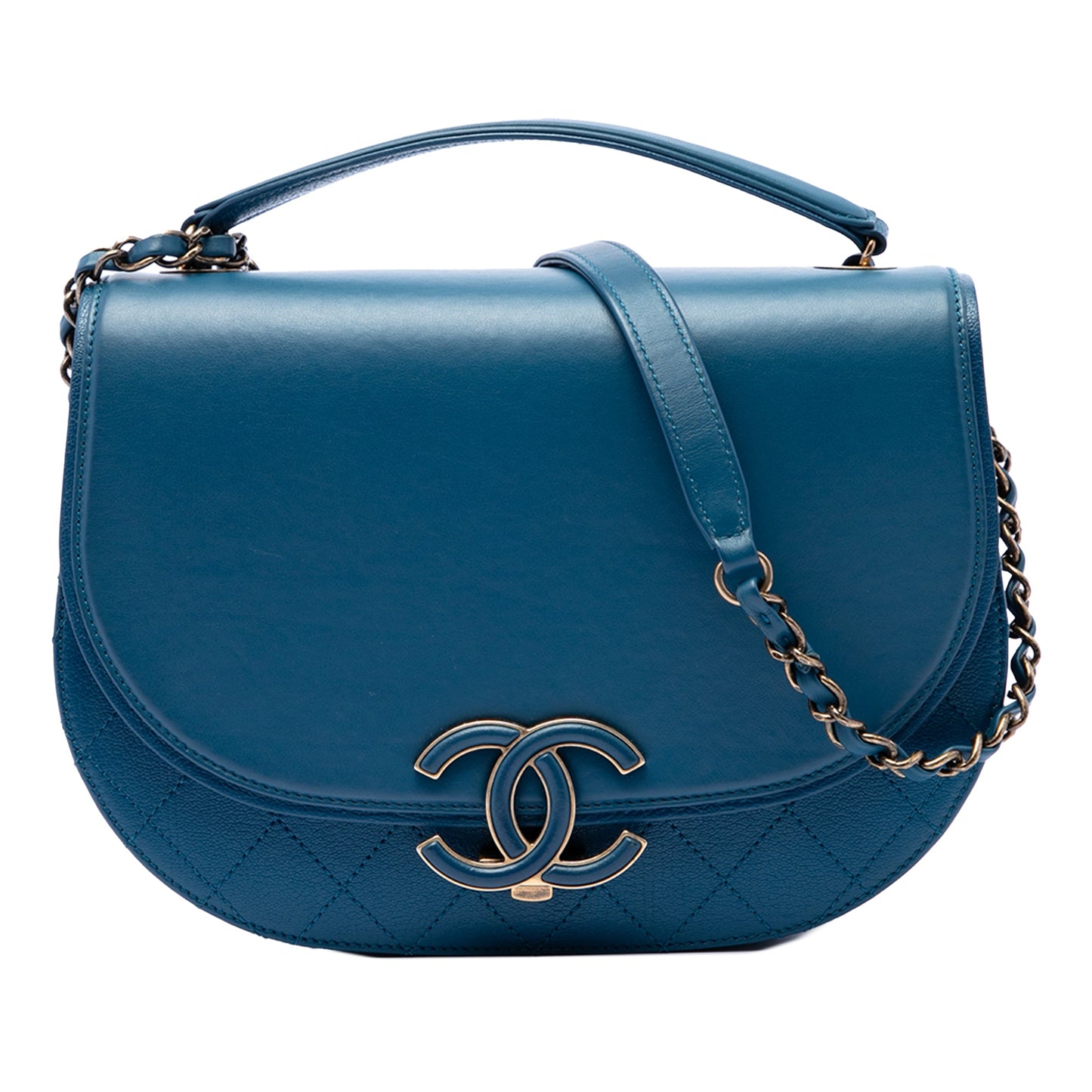 Chanel Medium Shiny Calfskin and Quilted Goatskin Coco Curve Flap