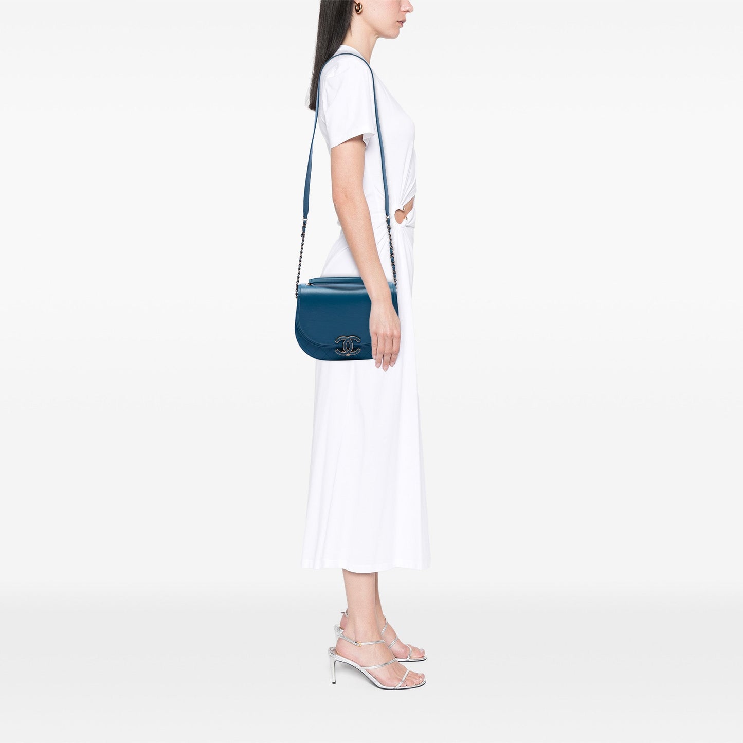 Chanel Medium Shiny Calfskin and Quilted Goatskin Coco Curve Flap