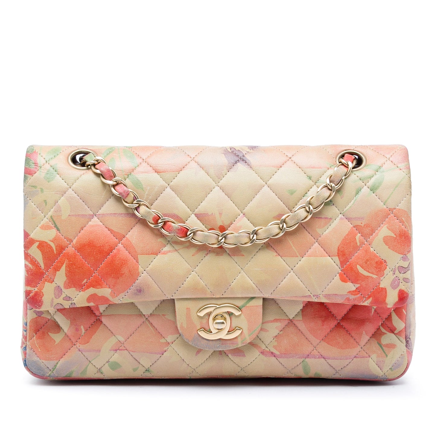 Chanel Medium Classic Lambskin Tropical Flower Print Double Flap
