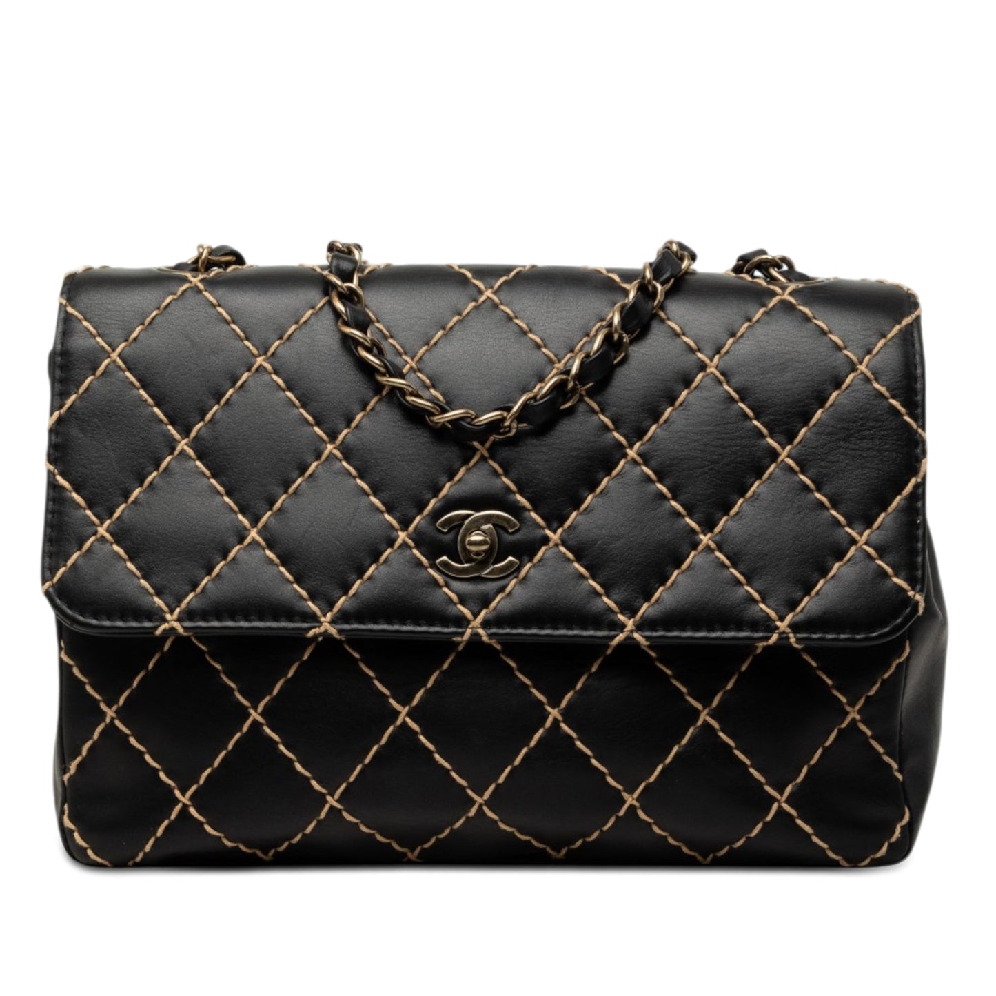 Chanel Jumbo CC Quilted Lambskin Wild Stitch Flap