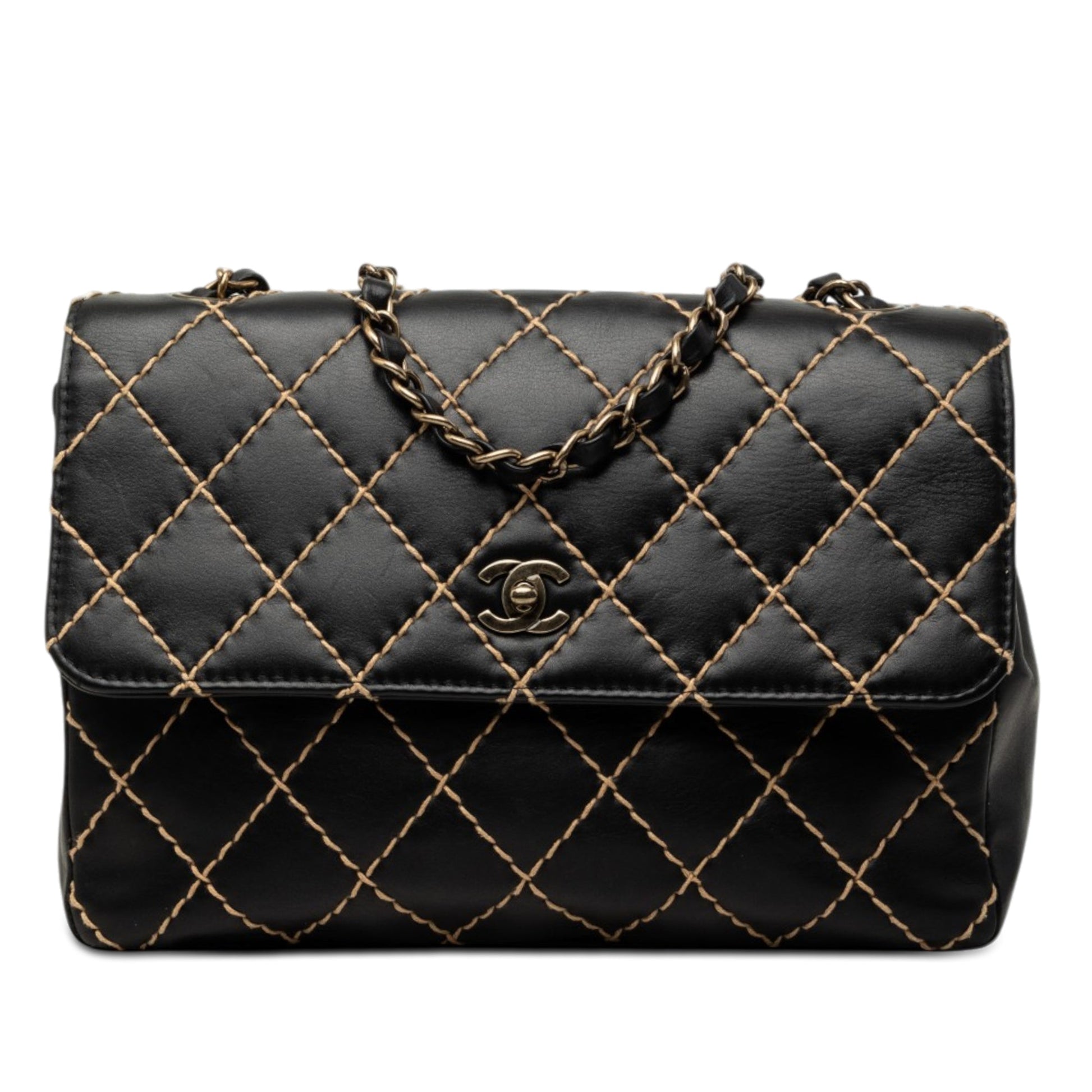 Chanel Jumbo CC Quilted Lambskin Wild Stitch Flap