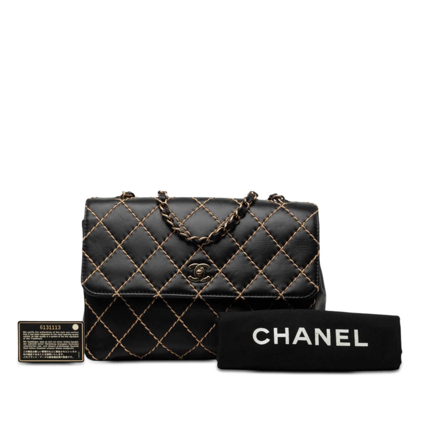 Chanel Jumbo CC Quilted Lambskin Wild Stitch Flap
