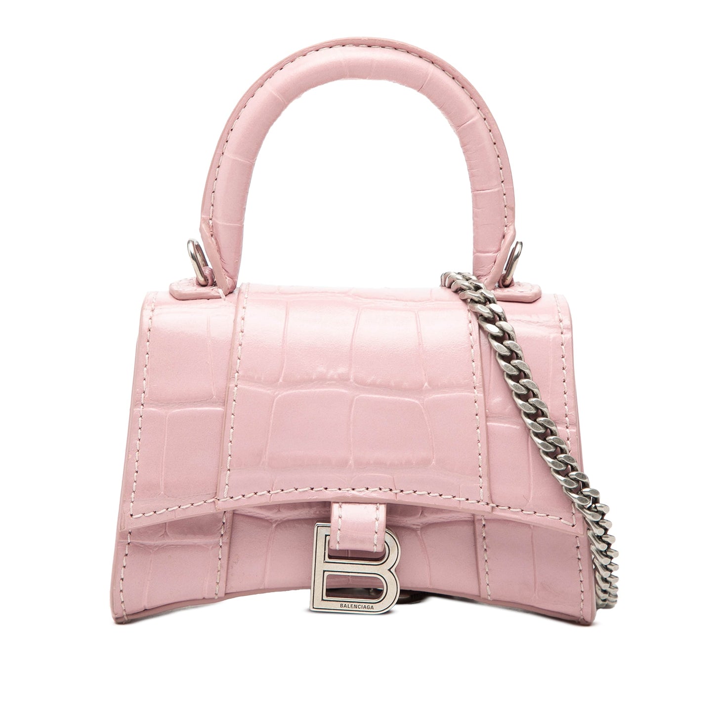 Balenciaga Nano Croc Embossed Hourglass Top Handle Bag