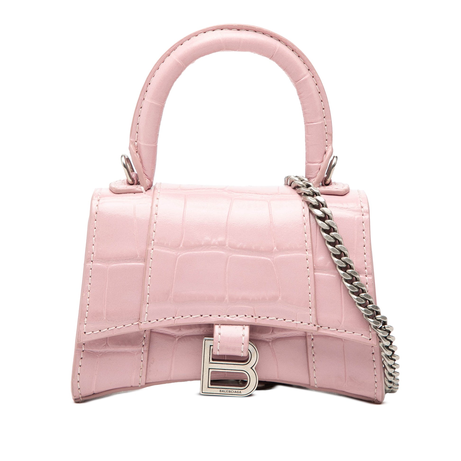 Balenciaga Nano Croc Embossed Hourglass Top Handle Bag