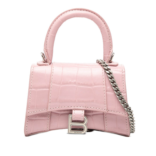 Balenciaga Nano Croc Embossed Hourglass Top Handle Bag