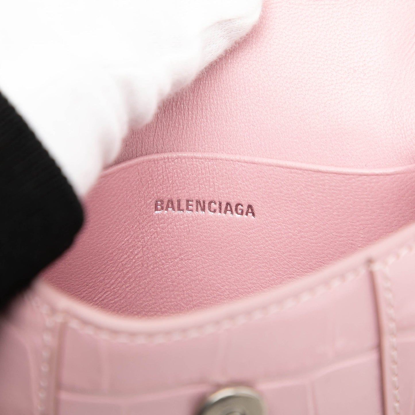 Balenciaga Nano Croc Embossed Hourglass Top Handle Bag