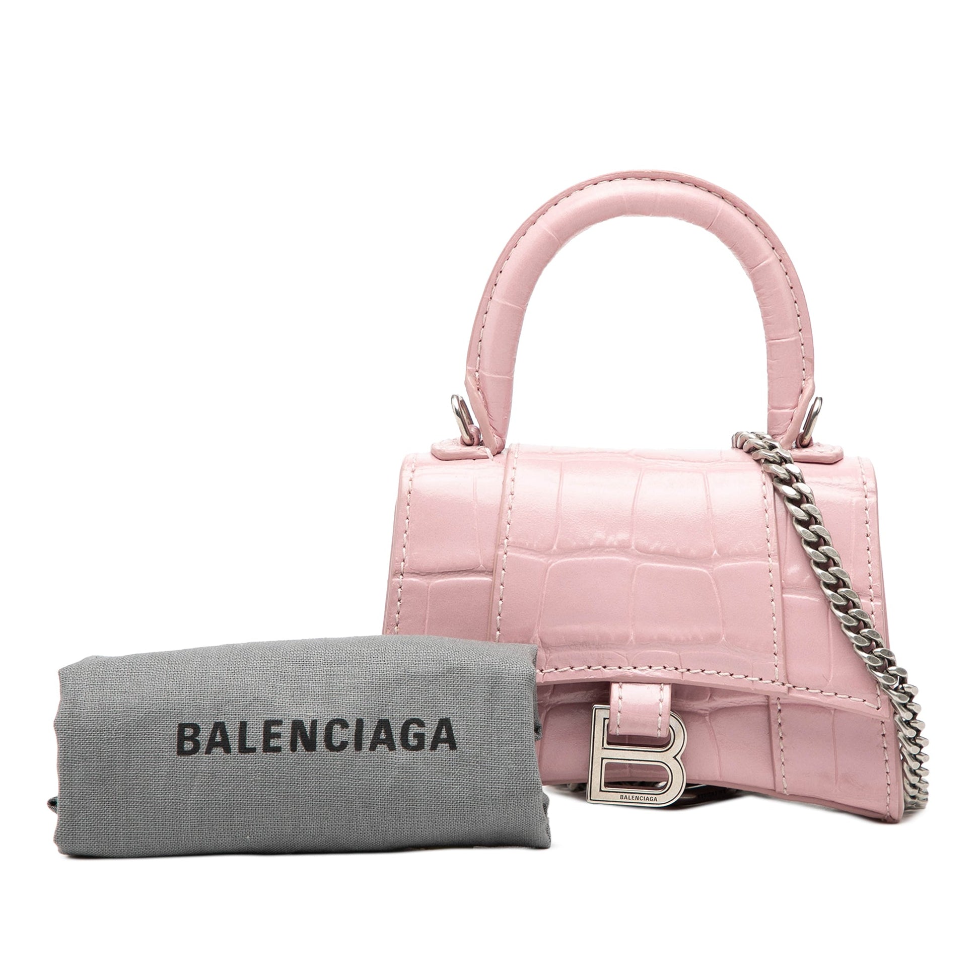 Balenciaga Nano Croc Embossed Hourglass Top Handle Bag