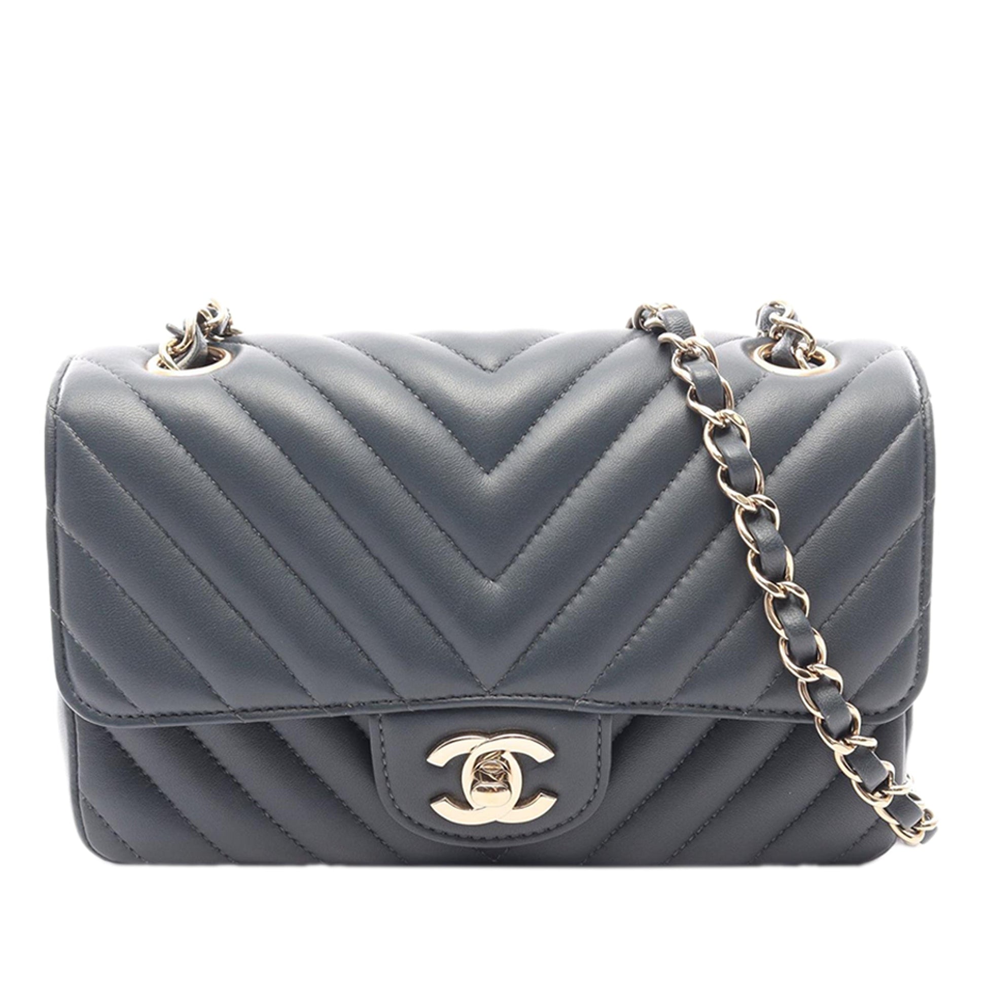 Chanel Mini Rectangular Classic Chevron Lambskin Single Flap