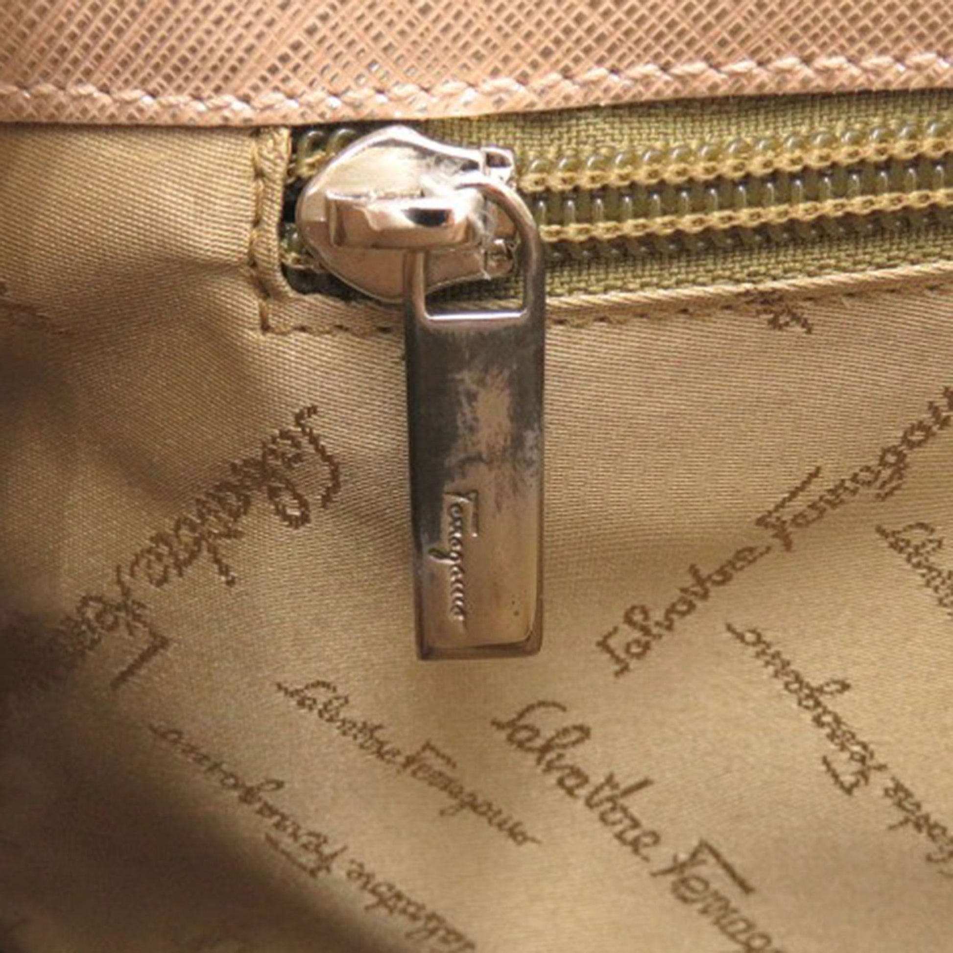 Ferragamo Metallic Calfskin Gancini Handbag