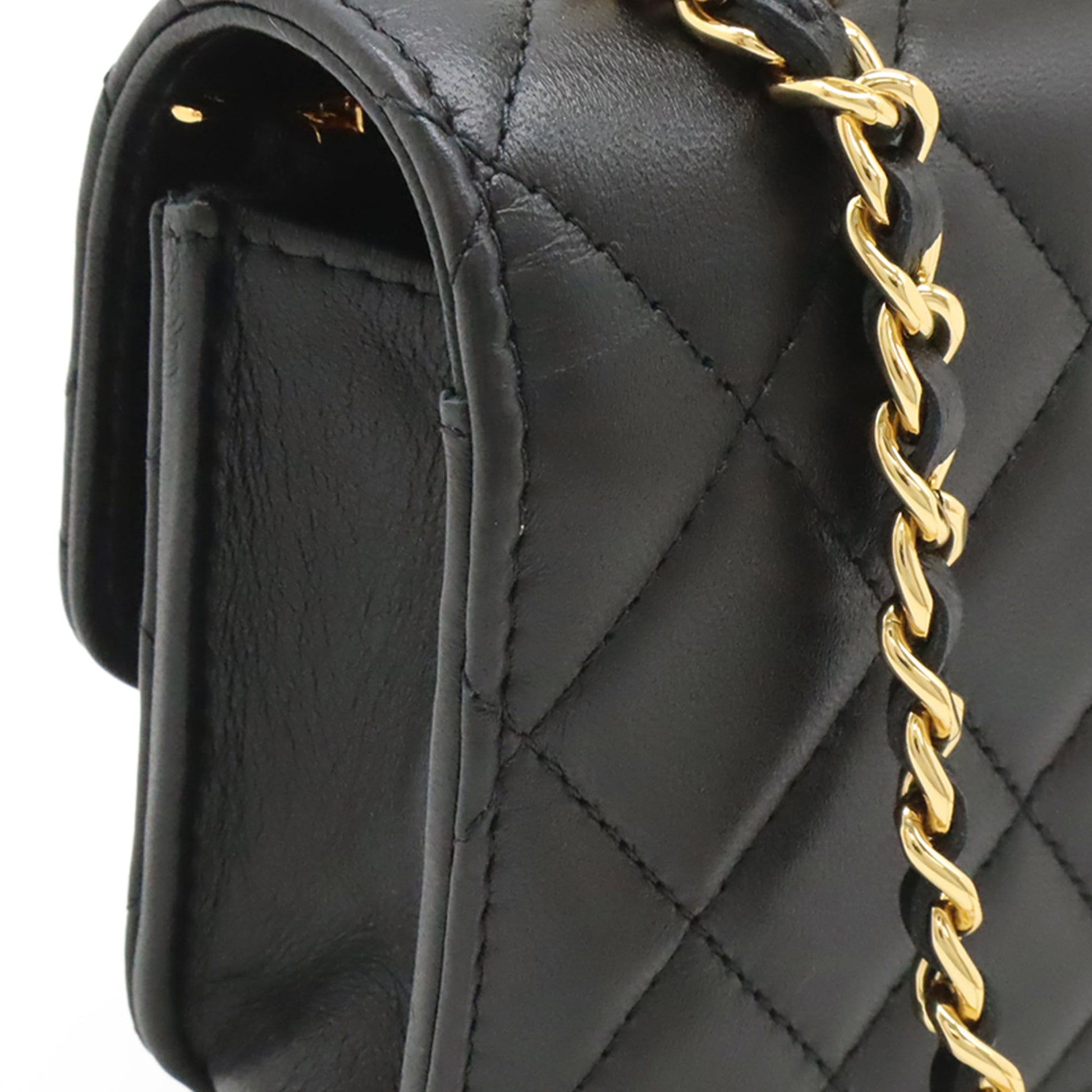 Chanel CC Quilted Lambskin Wooden Beads Top Handle Wallet On Chain