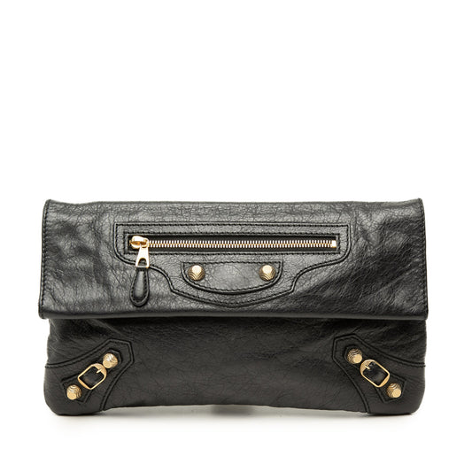Balenciaga Lambskin Motocross Giant 12 Envelope Clutch — Black