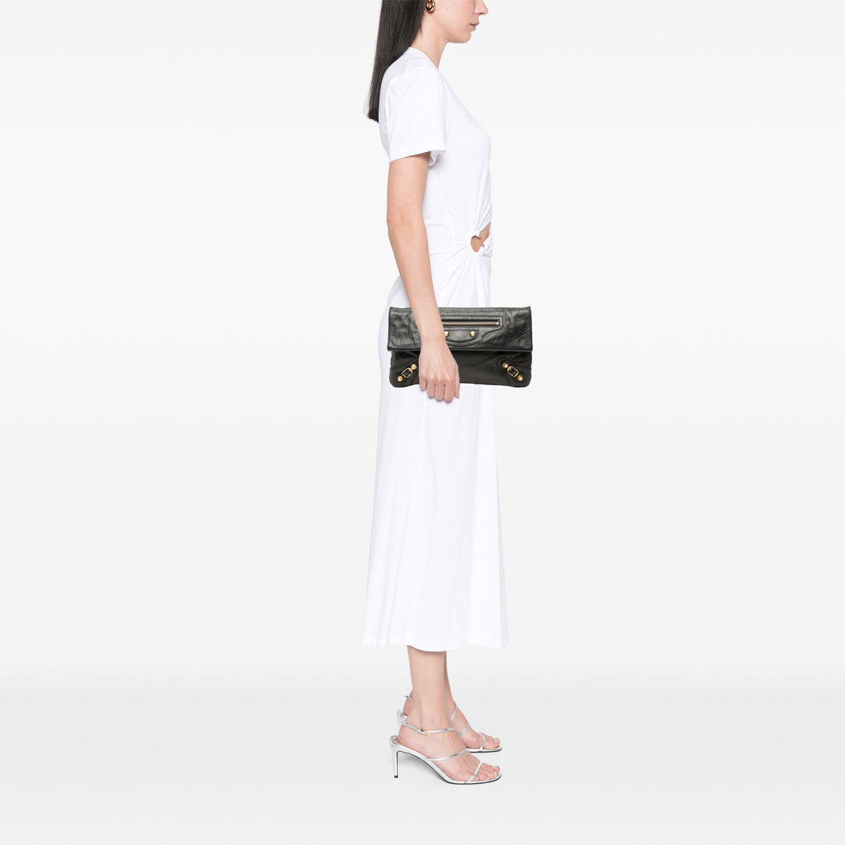Balenciaga Lambskin Motocross Giant 12 Envelope Clutch — Black