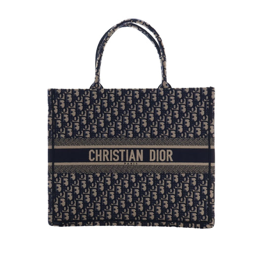 Dior Large Oblique Embroidered Canvas Book Tote
