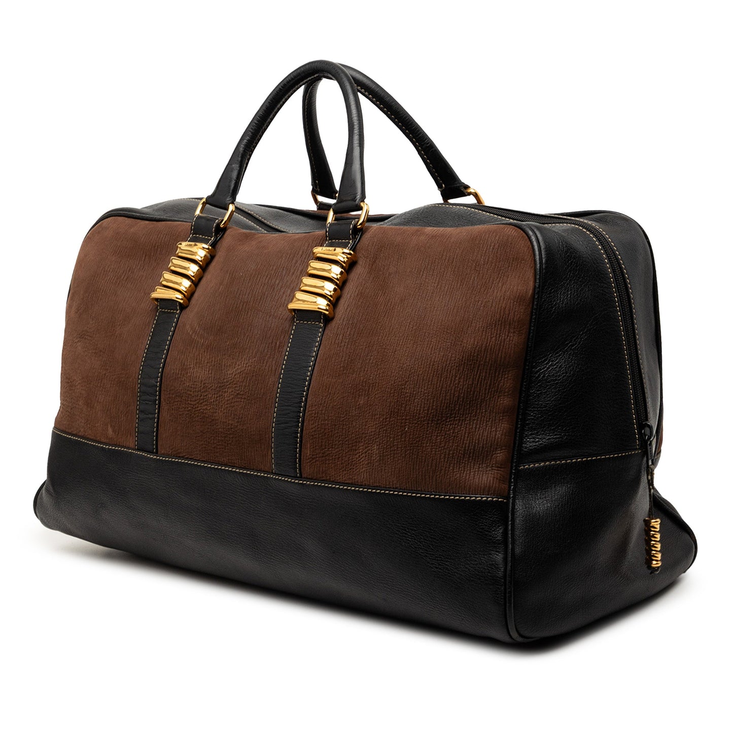 Bicolor Suede and Calfskin Velazquez Twist Travel Bag