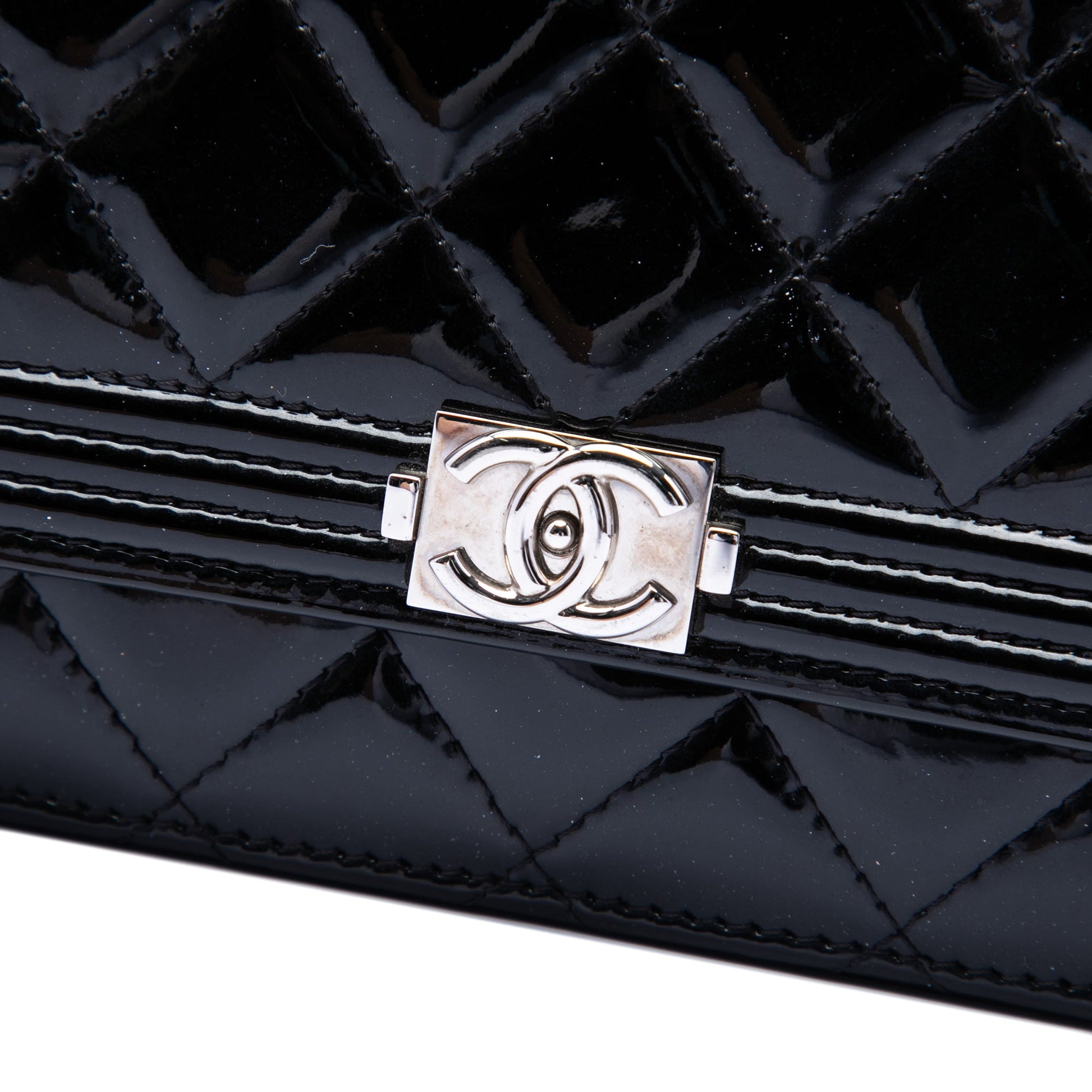 Chanel Quilted Patent Boy Wallet on Chain