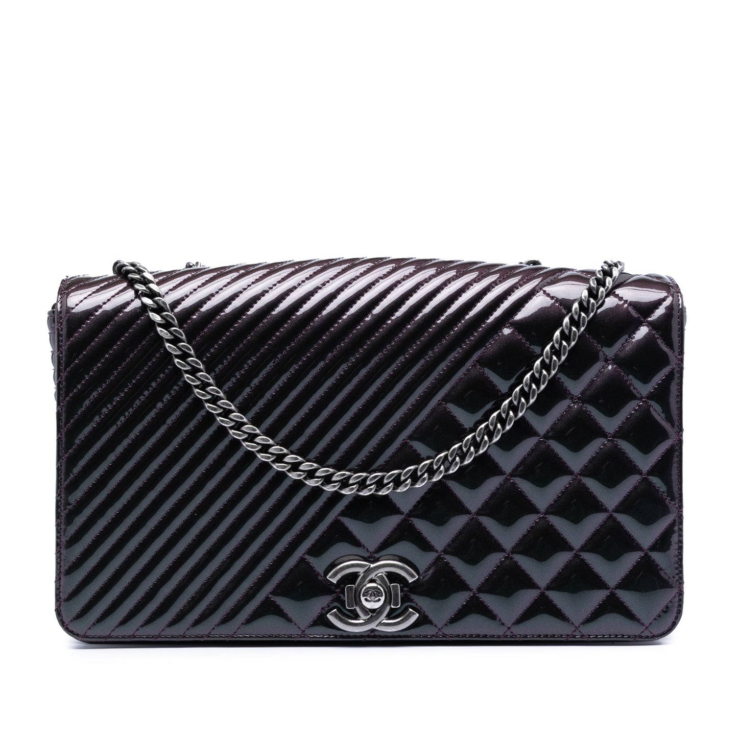 Large Quilted Patent Coco Boy Flap