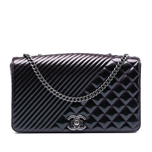 Large Quilted Patent Coco Boy Flap