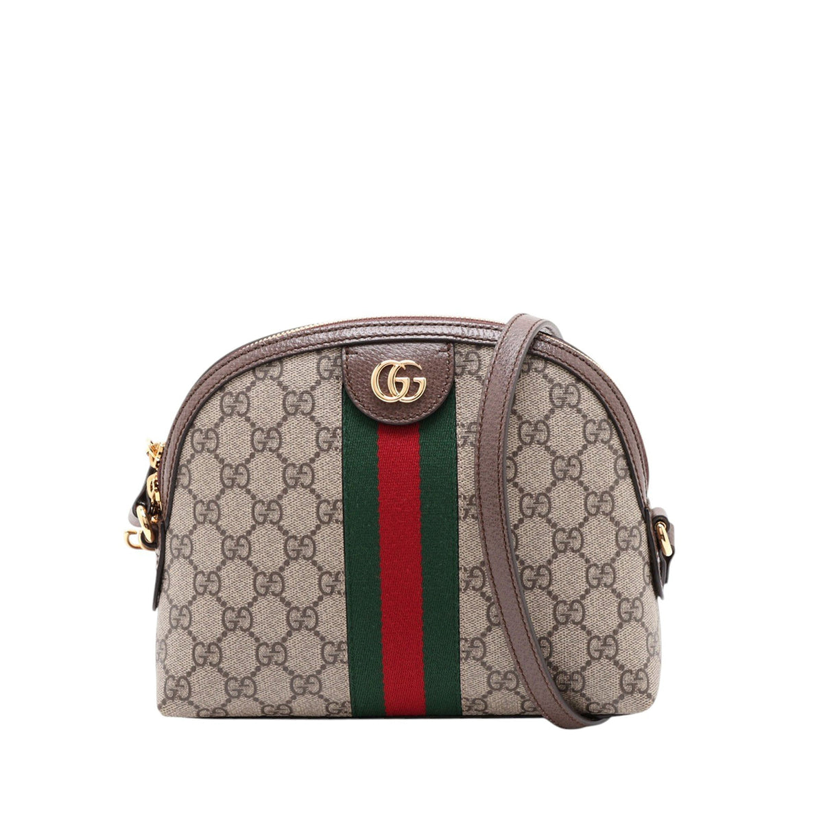 Gucci Small GG Supreme Web Ophidia Dome Crossbody — Beige