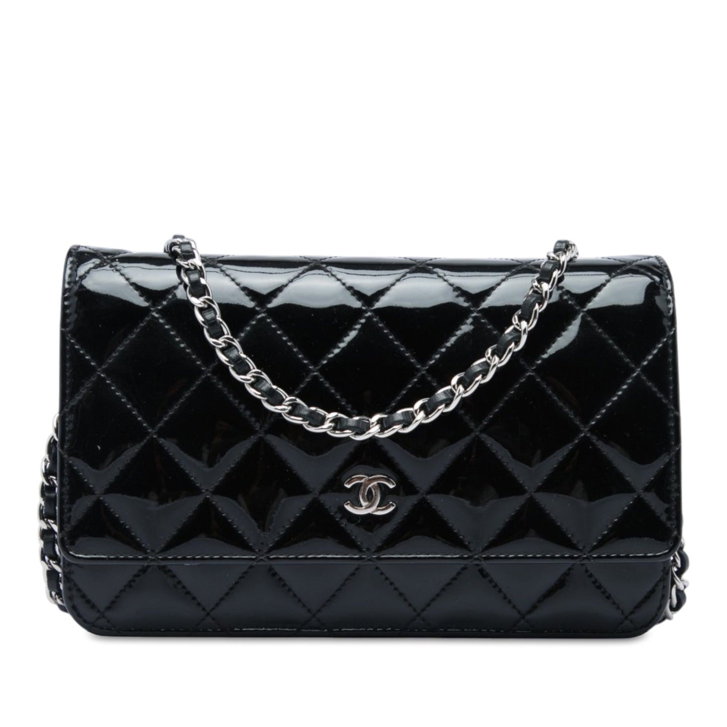 Chanel CC Quilted Patent Wallet On Chain
