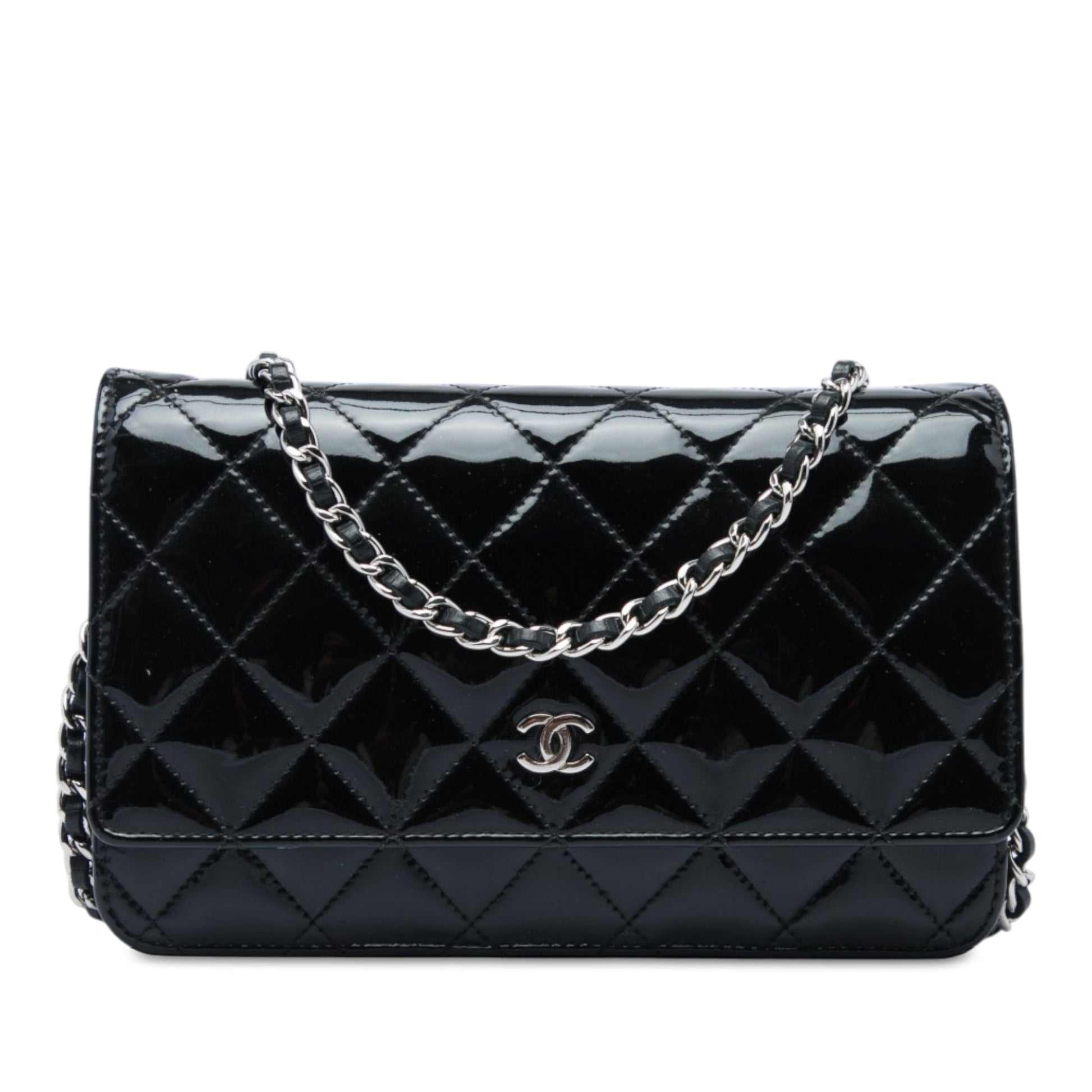Chanel CC Quilted Patent Wallet On Chain