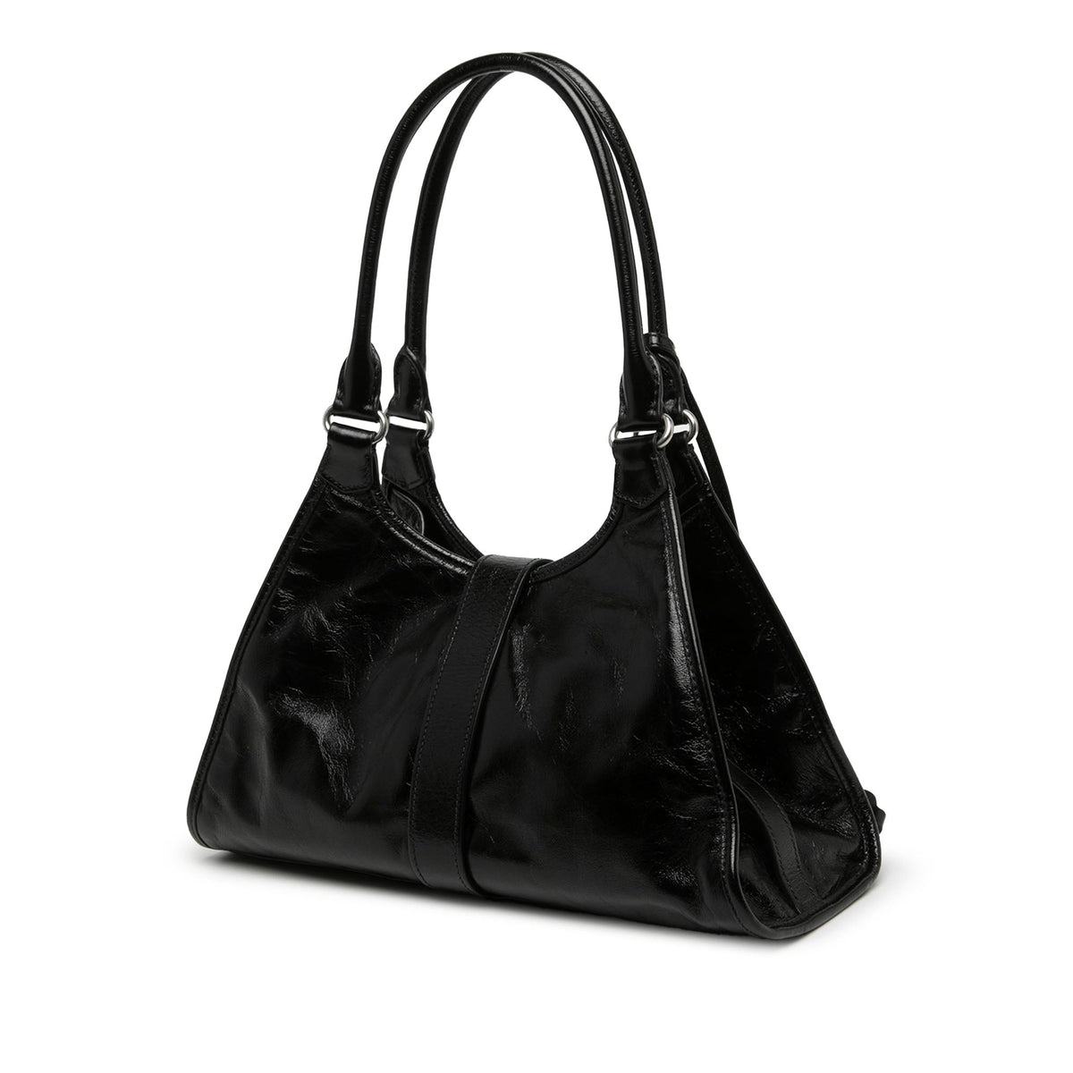 Prada Medium Glossy Calfskin Shoulder Bag — Black