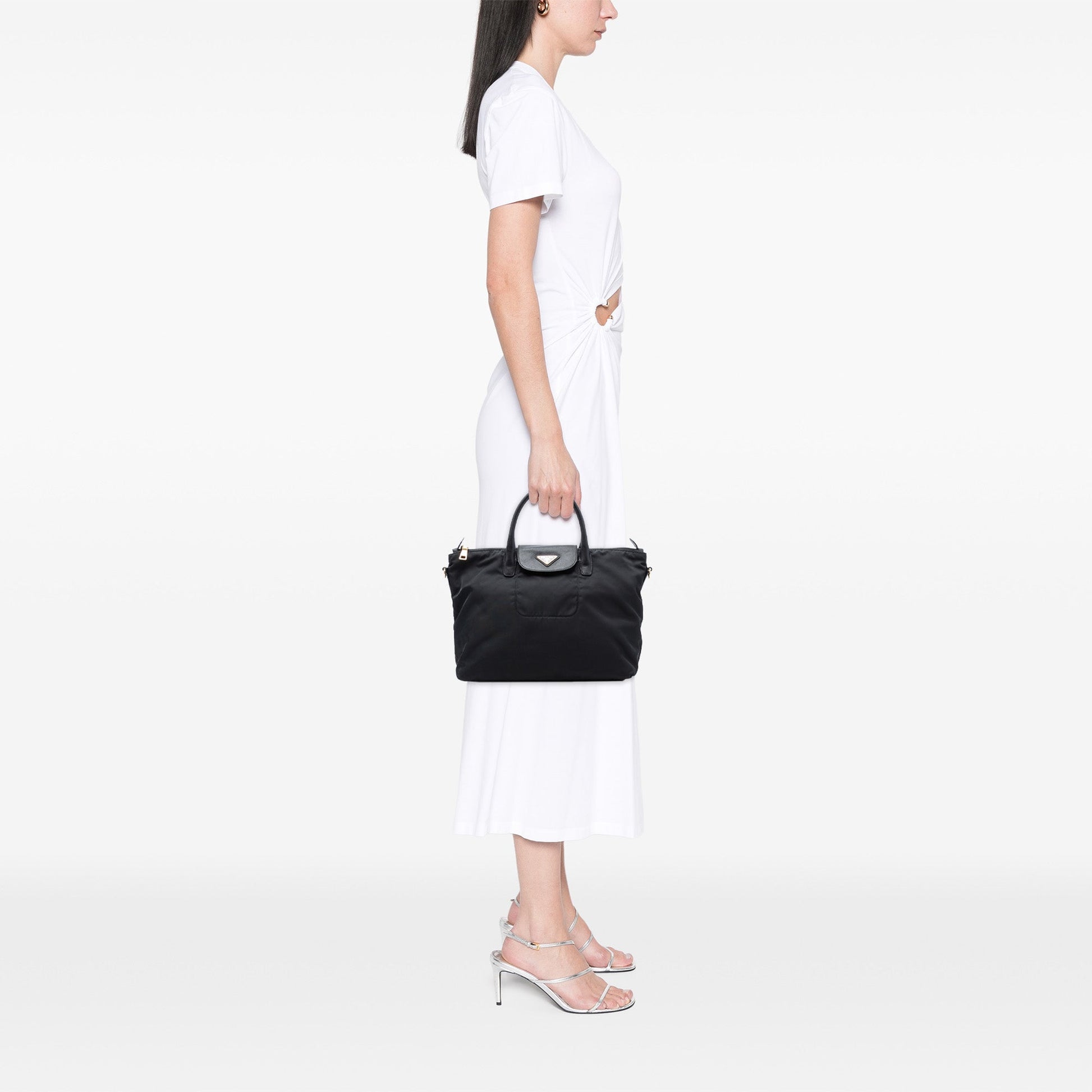 Prada Saffiano Trimmed Tessuto Satchel