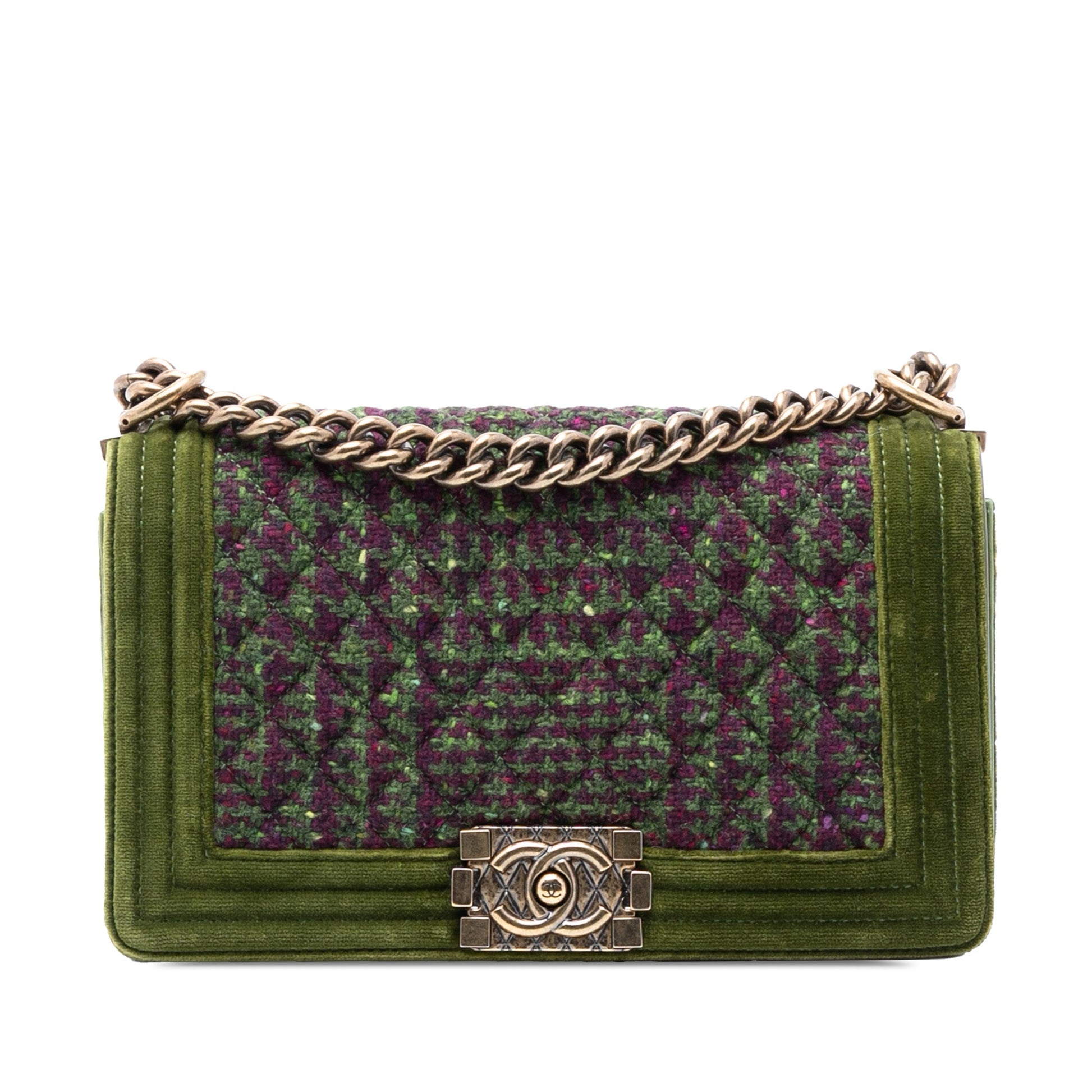 Chanel Old Medium Tweed and Velvet Boy Flap