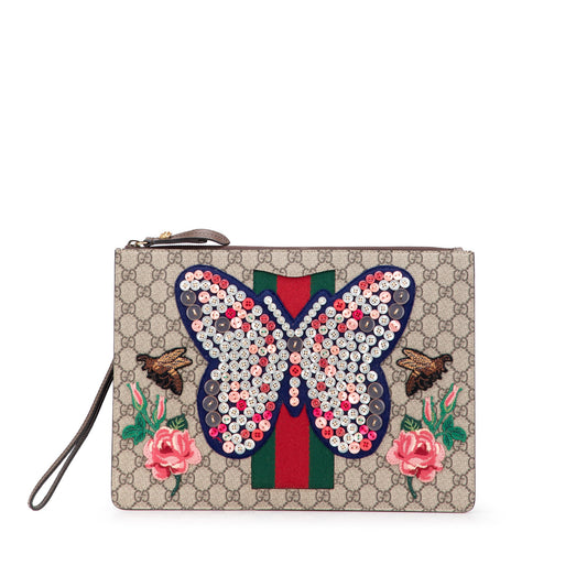 Gucci GG Supreme Web Butterfly Clutch