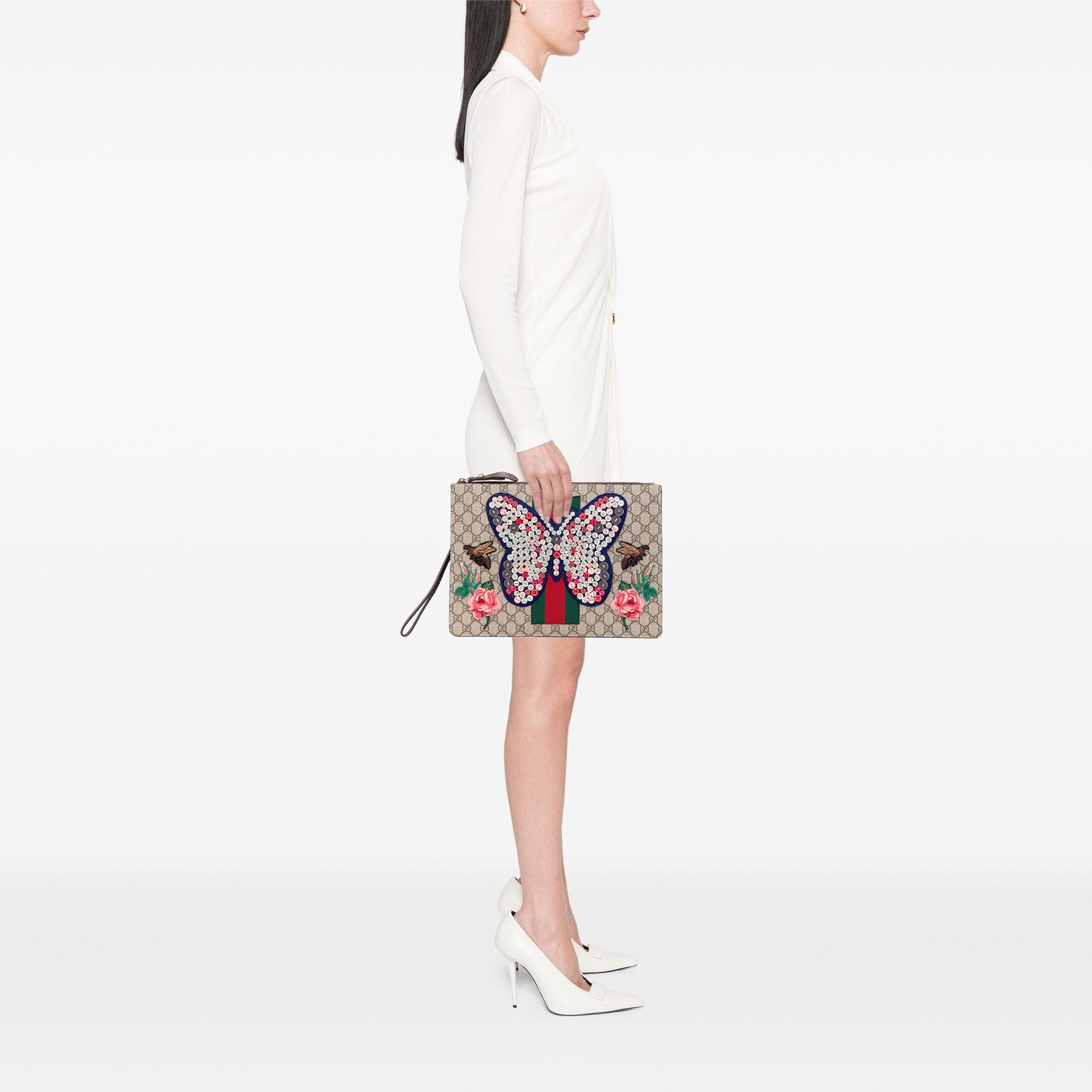 Gucci GG Supreme Web Butterfly Clutch
