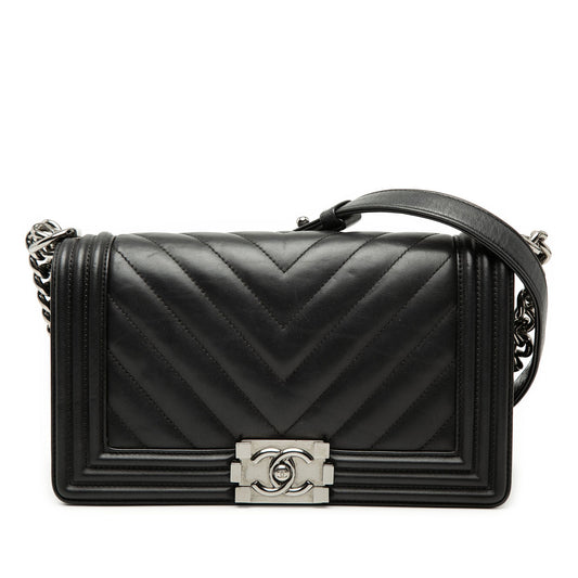 Chanel Old Medium Chevron Lambskin Boy Flap