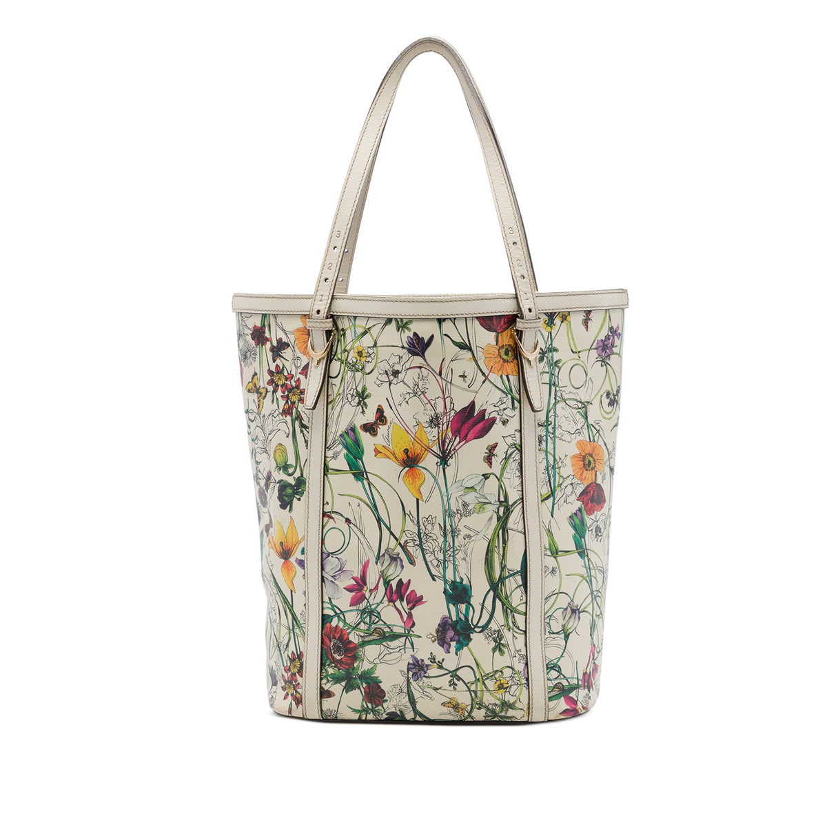Gucci Medium Calfskin Flora Infinity Nice Tote — White