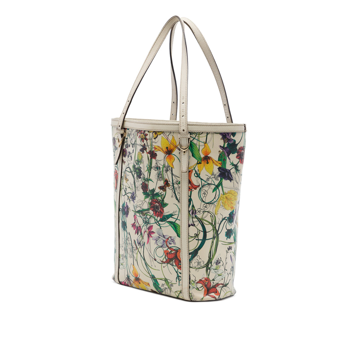 Gucci Medium Calfskin Flora Infinity Nice Tote — White