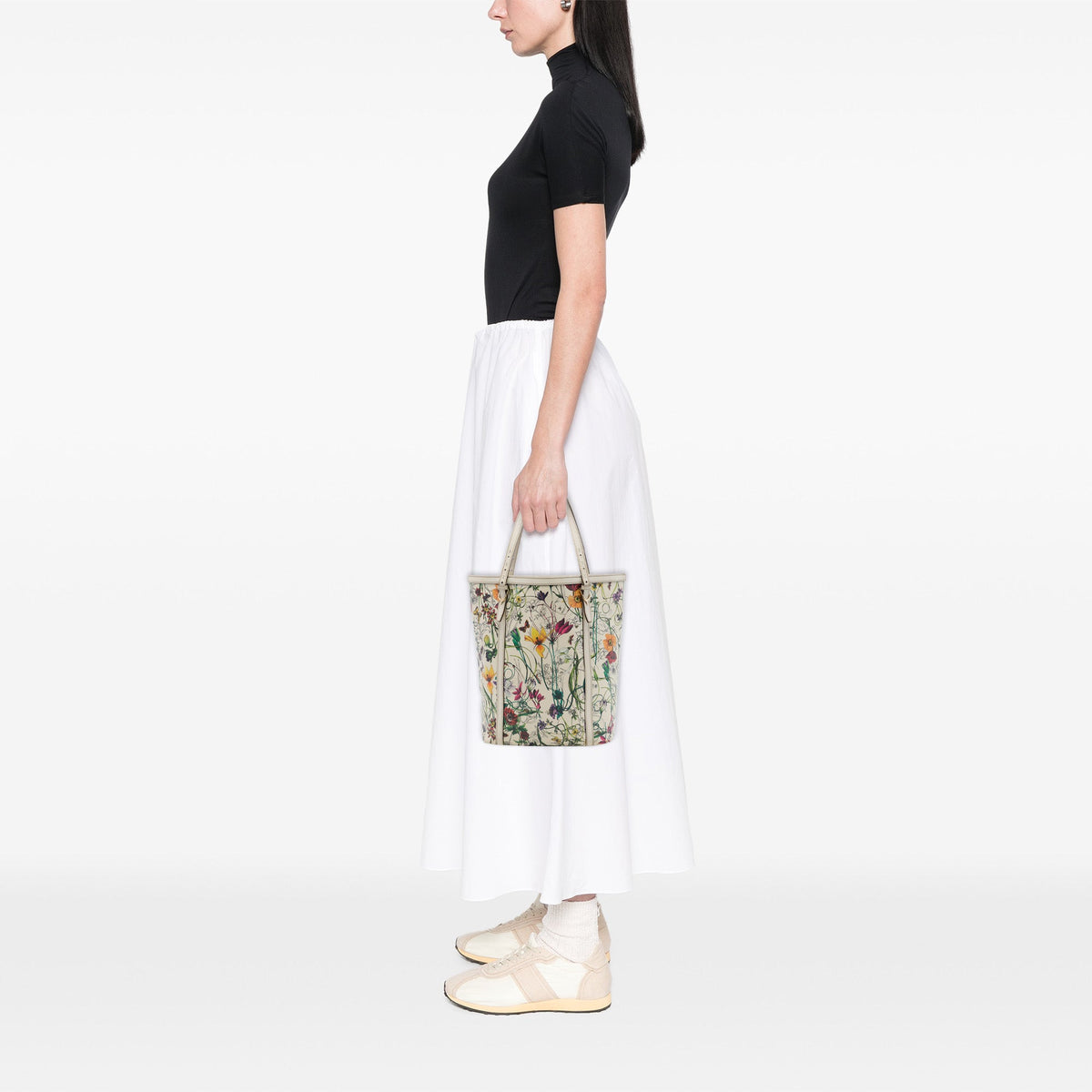 Gucci Medium Calfskin Flora Infinity Nice Tote — White