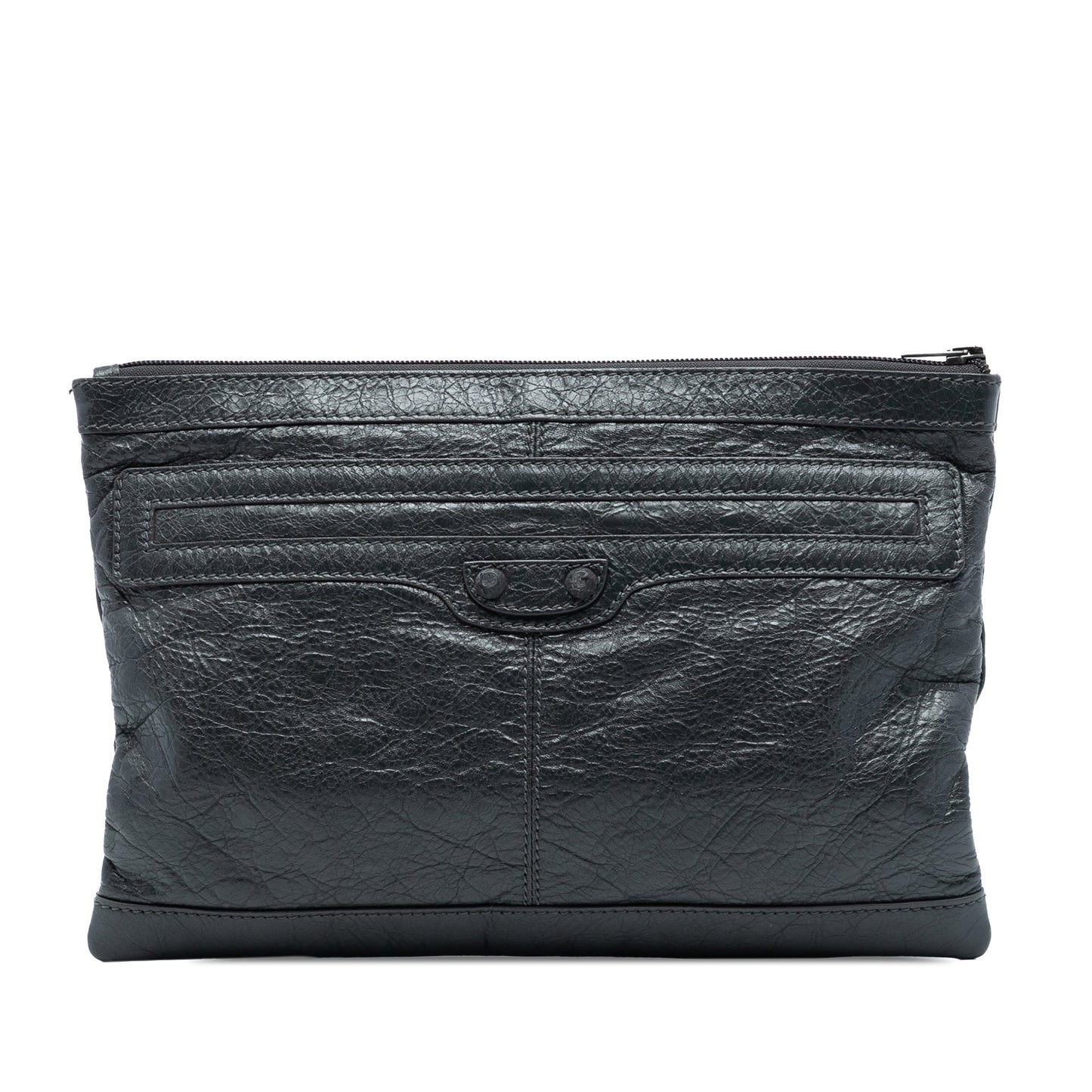 Balenciaga Lambskin Motocross Classic Clip Clutch