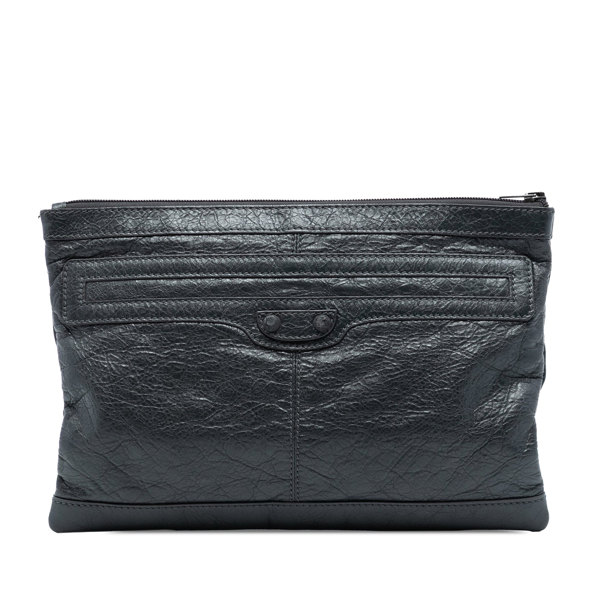 Balenciaga Lambskin Motocross Classic Clip Clutch