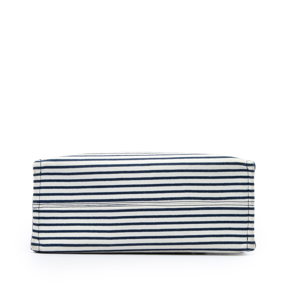 Celine Large Canvas Triomphe Striped Cabas Thais Tote — White