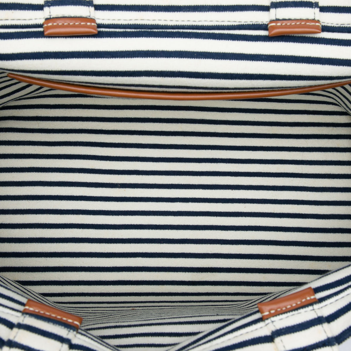 Celine Large Canvas Triomphe Striped Cabas Thais Tote — White