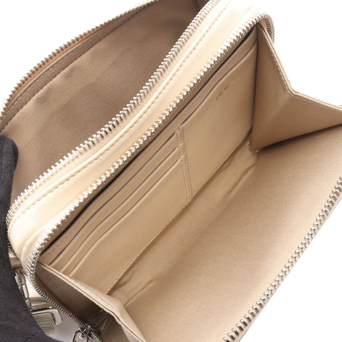 Dior CD Diamond Coated Canvas Zipped Pouch with Strap