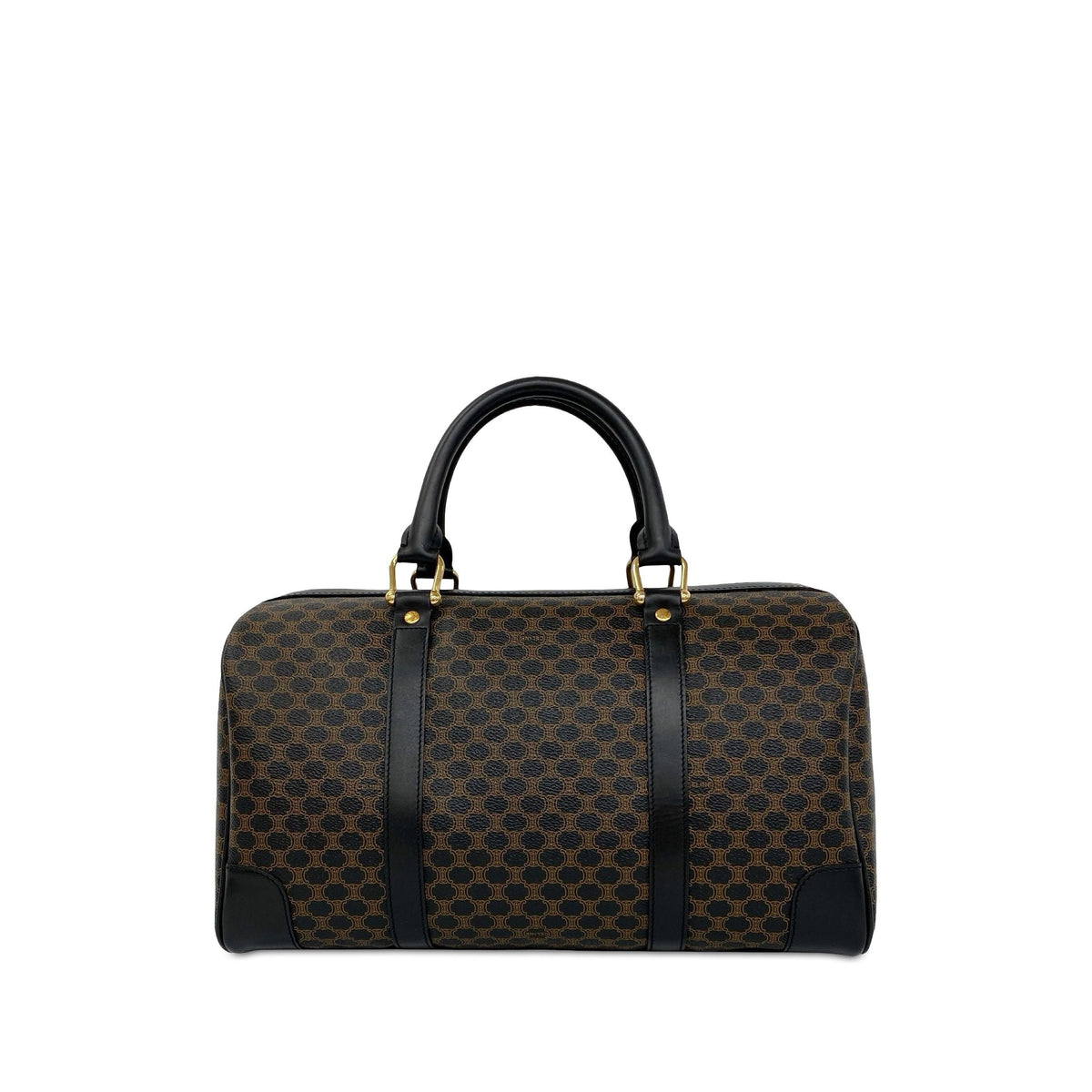 Celine Macadam Coated Canvas Boston Bag — Brown