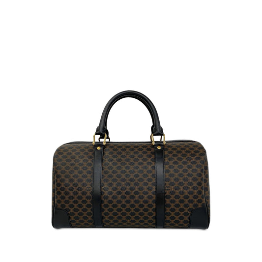 Celine Macadam Coated Canvas Boston Bag — Brown