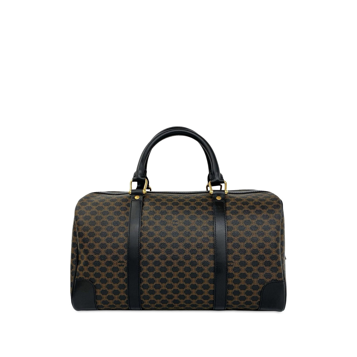 Celine Macadam Coated Canvas Boston Bag — Brown