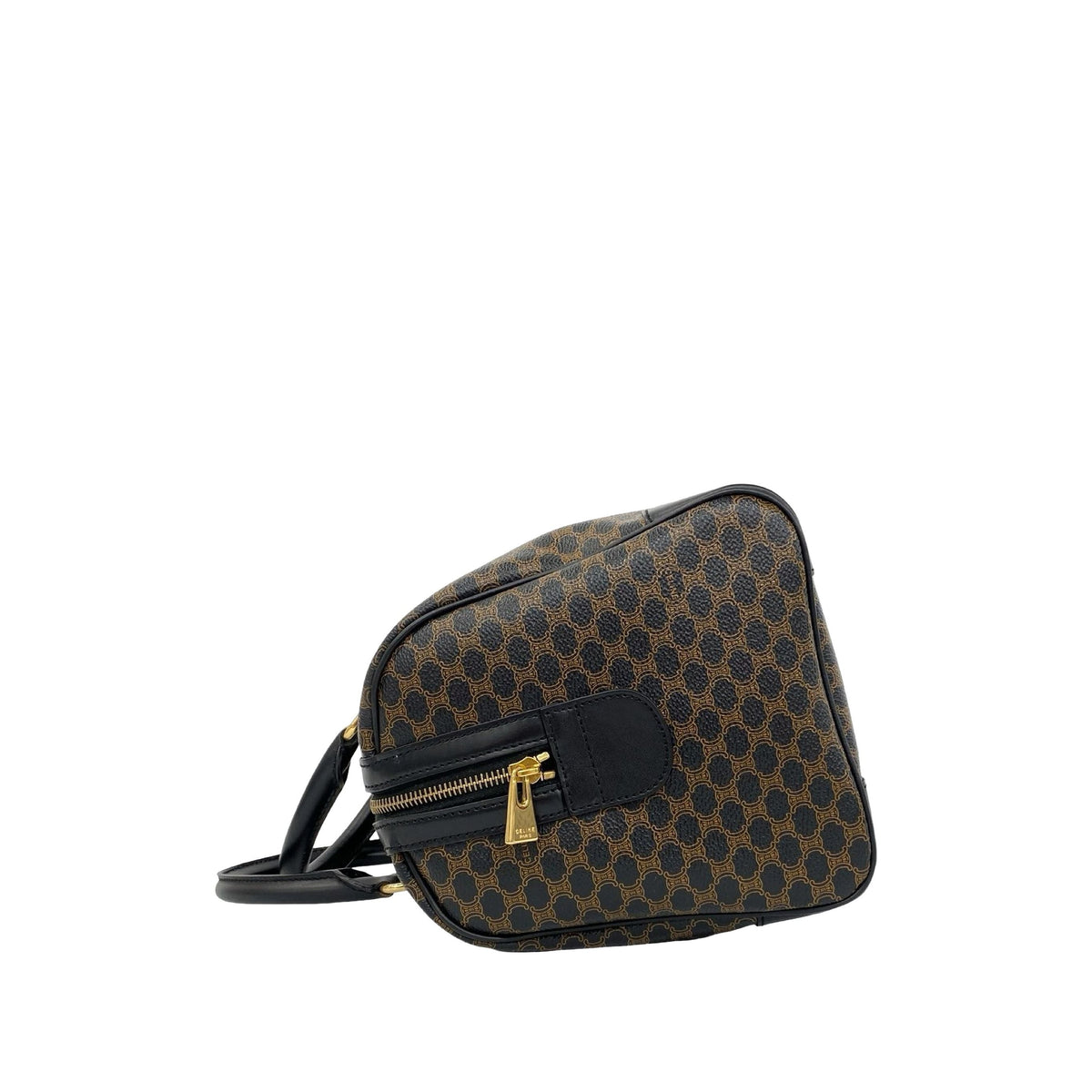 Celine Macadam Coated Canvas Boston Bag — Brown