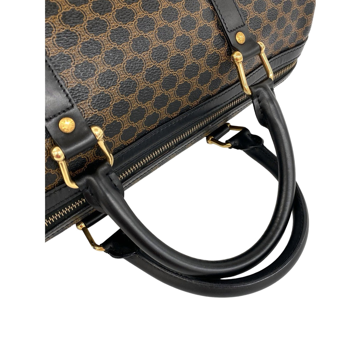 Celine Macadam Coated Canvas Boston Bag — Brown
