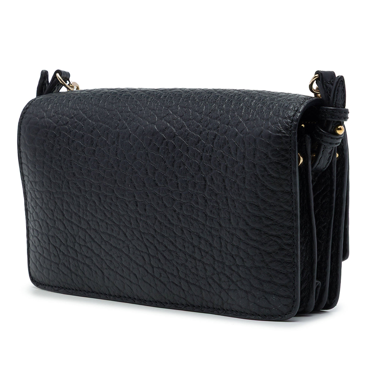Burberry Textured Leather Madison Wallet On Chain — Black