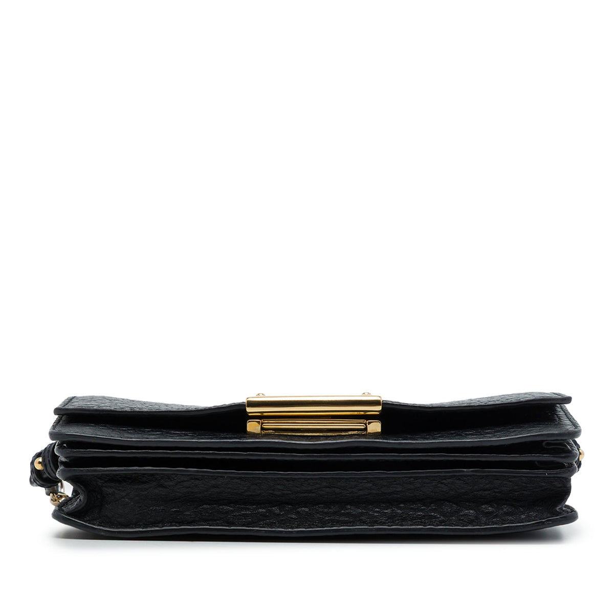 Burberry Textured Leather Madison Wallet On Chain — Black