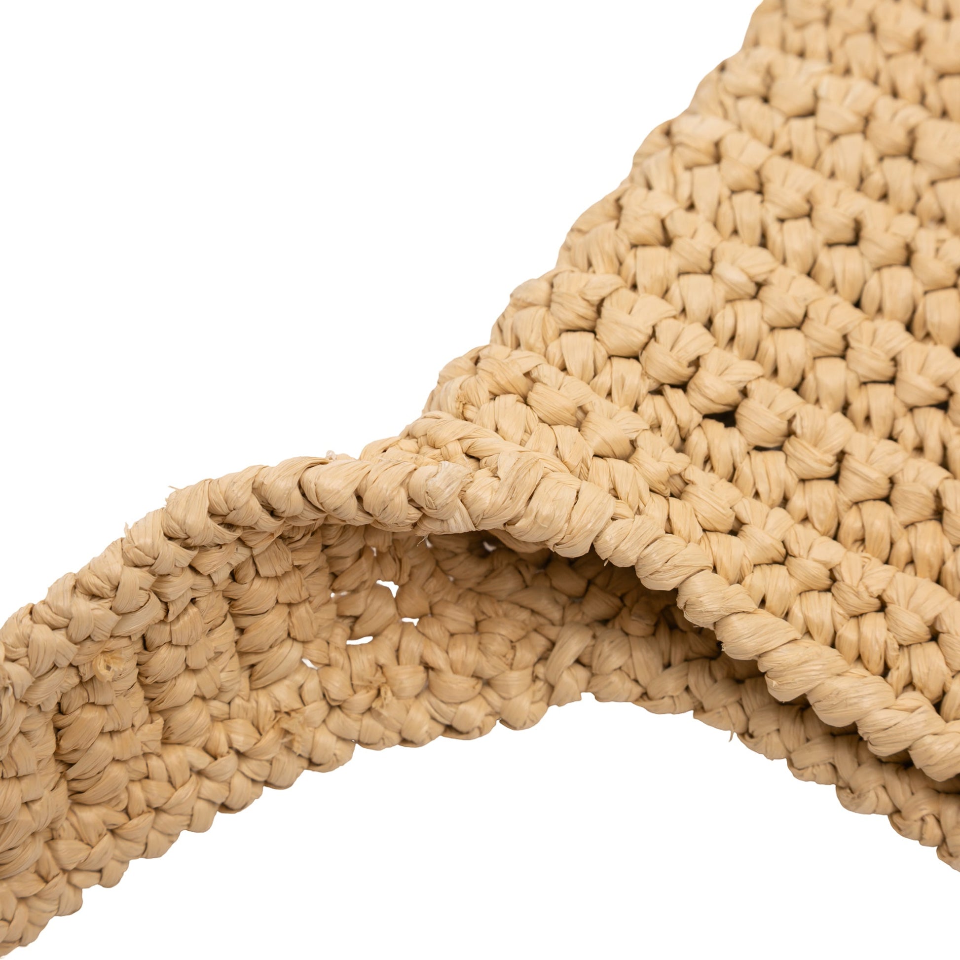 Raffia Effect Crochet Logo Embroidered Crossbody