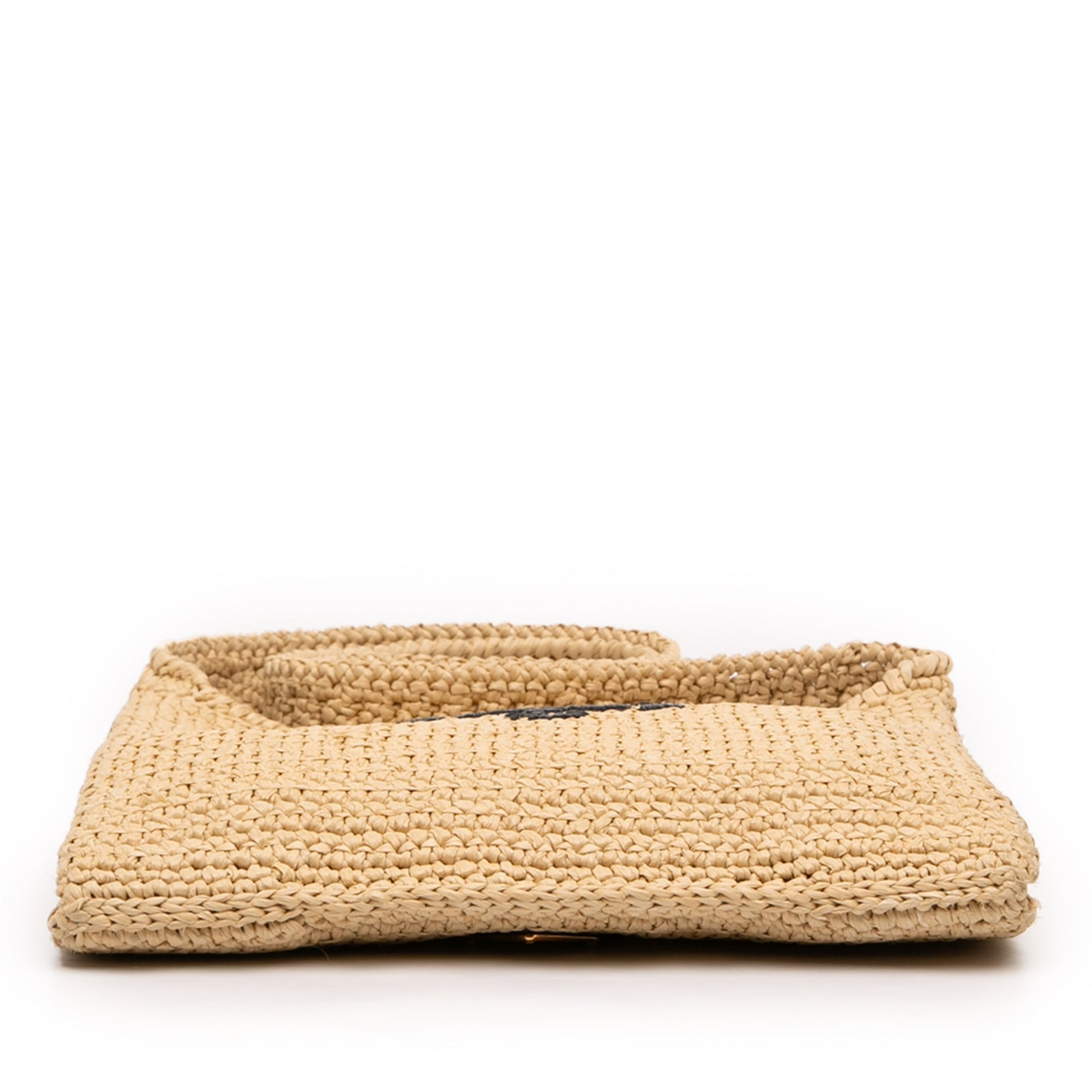 Raffia Effect Crochet Logo Embroidered Crossbody