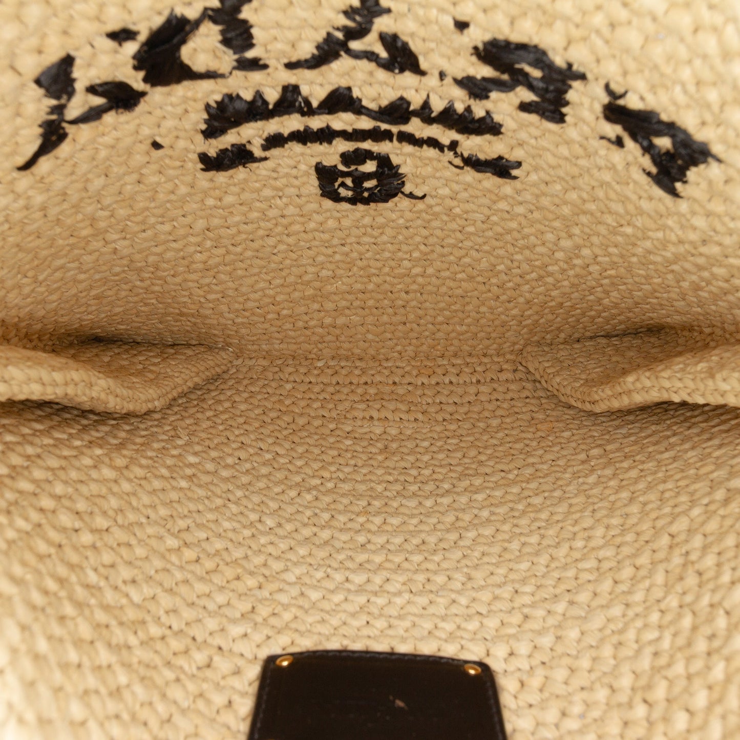 Raffia Effect Crochet Logo Embroidered Crossbody