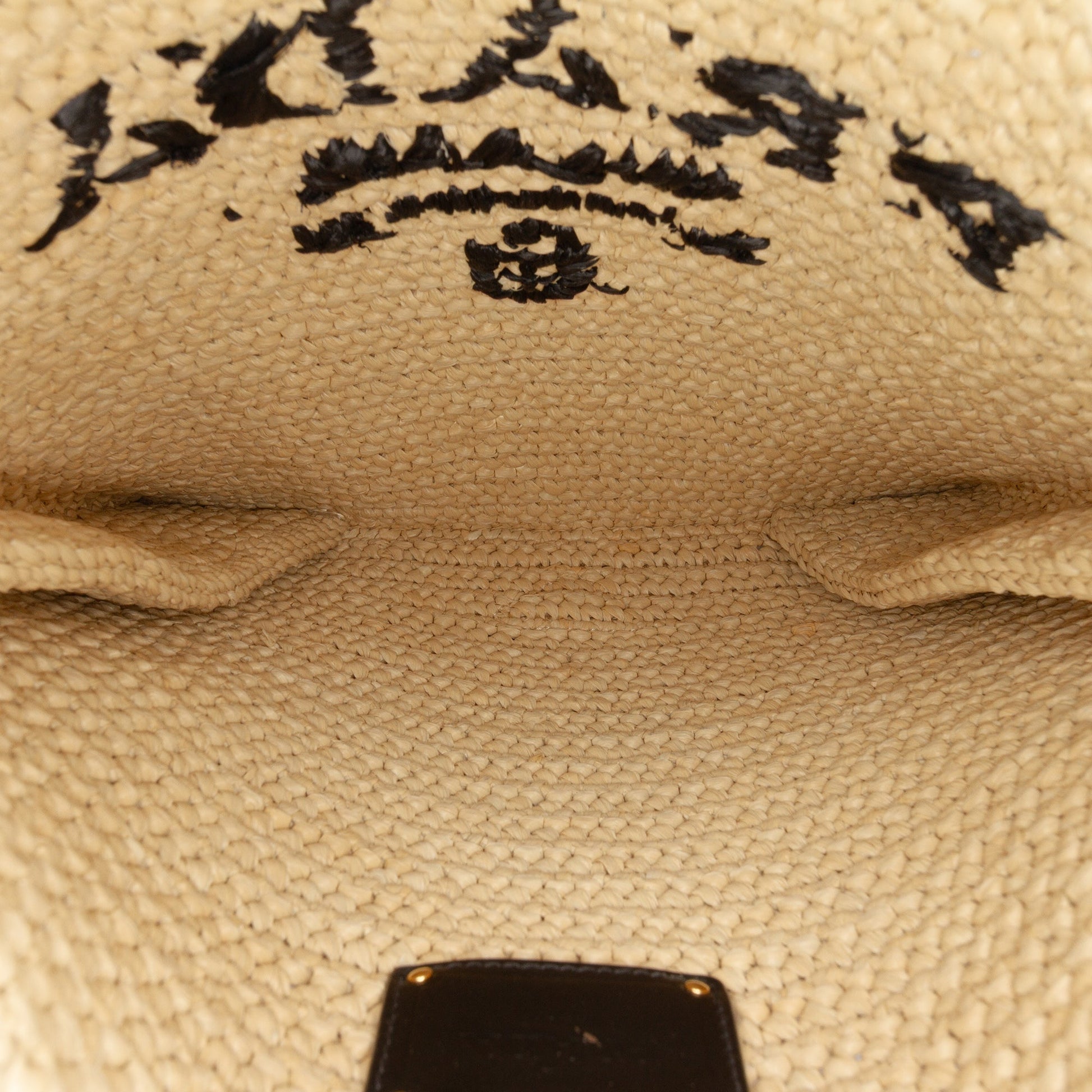 Raffia Effect Crochet Logo Embroidered Crossbody