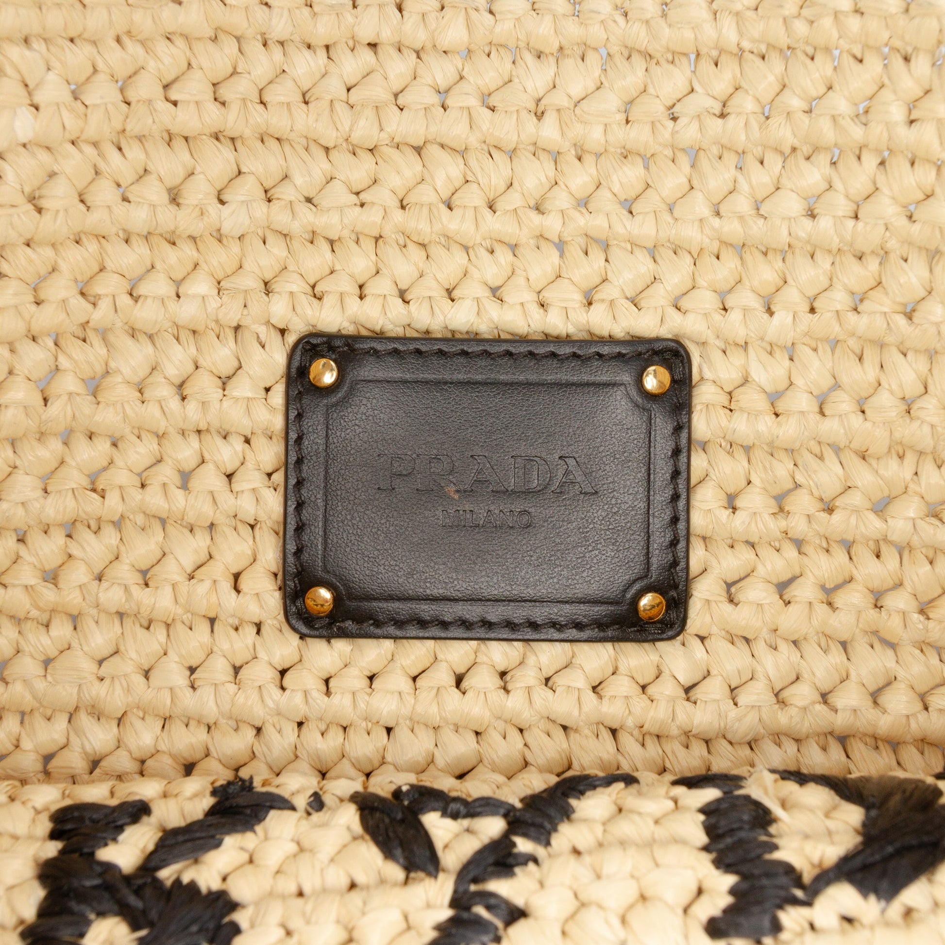 Raffia Effect Crochet Logo Embroidered Crossbody
